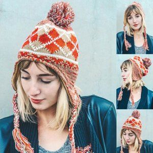 Earflap Tassel Beanie with Pom
